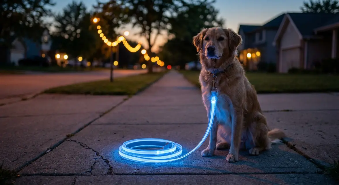 Best light up dog leash glowing for night dog walking safety