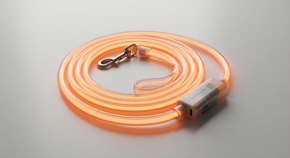 Dog leash that lights up with bright LED illumination for night walking safety