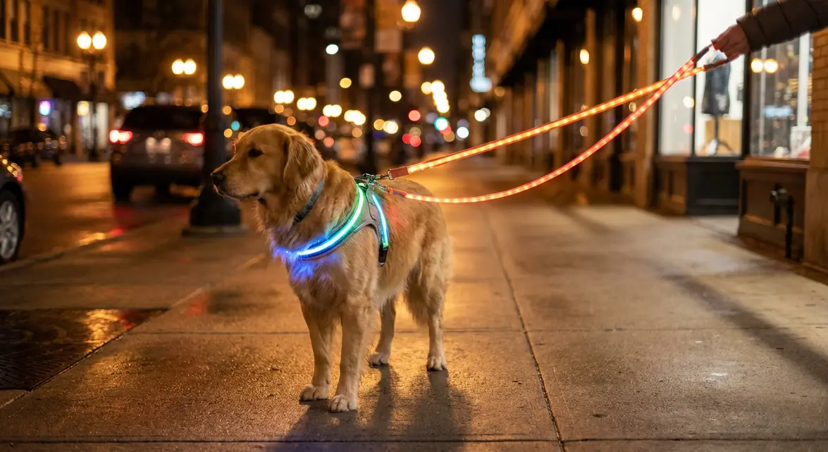 Dog leashes that light up for nighttime walking visibility
